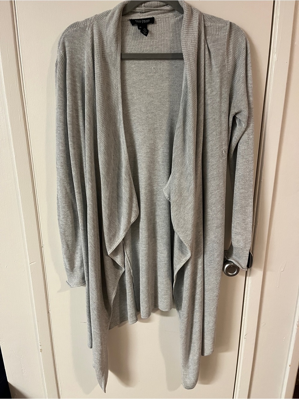 White House Black Market Light Gray Draped Open-Front Cardigan Sweater